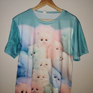 Short Sleeve Kitten Print Top
